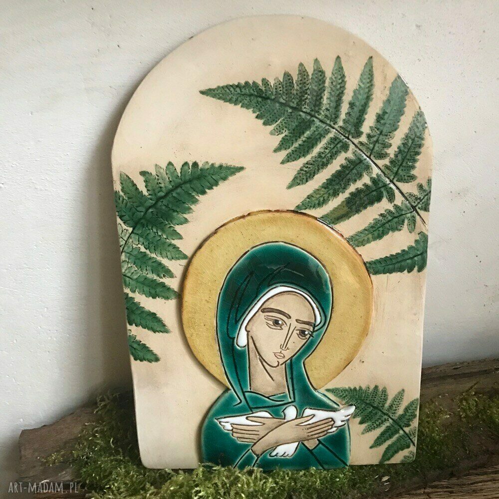 Ikona ceramiczna z wizerunkiem Matki Bożej - Pneumatofora