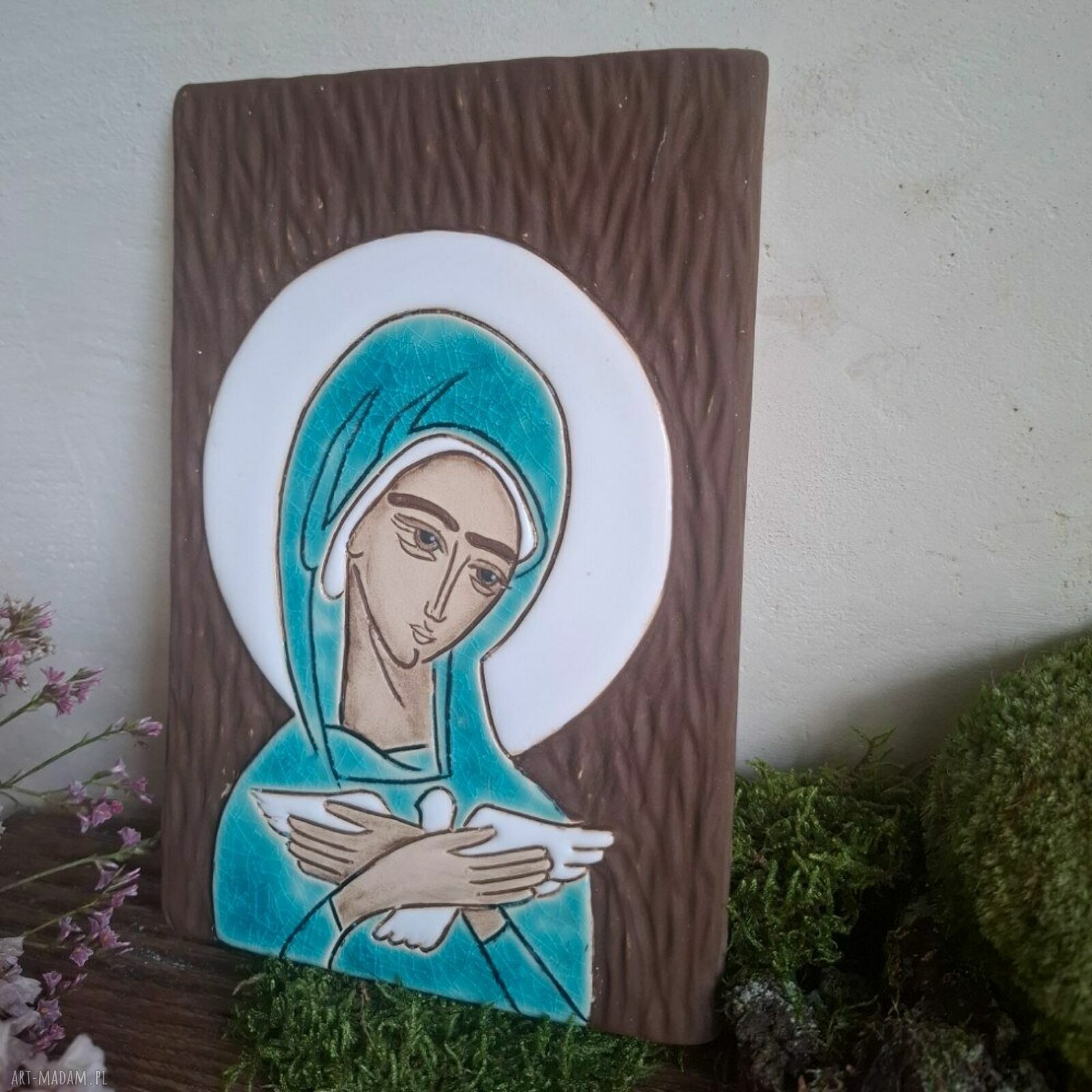 Ikona ceramiczna Pneumatofora - Matka Boża niosąca Ducha Świętego