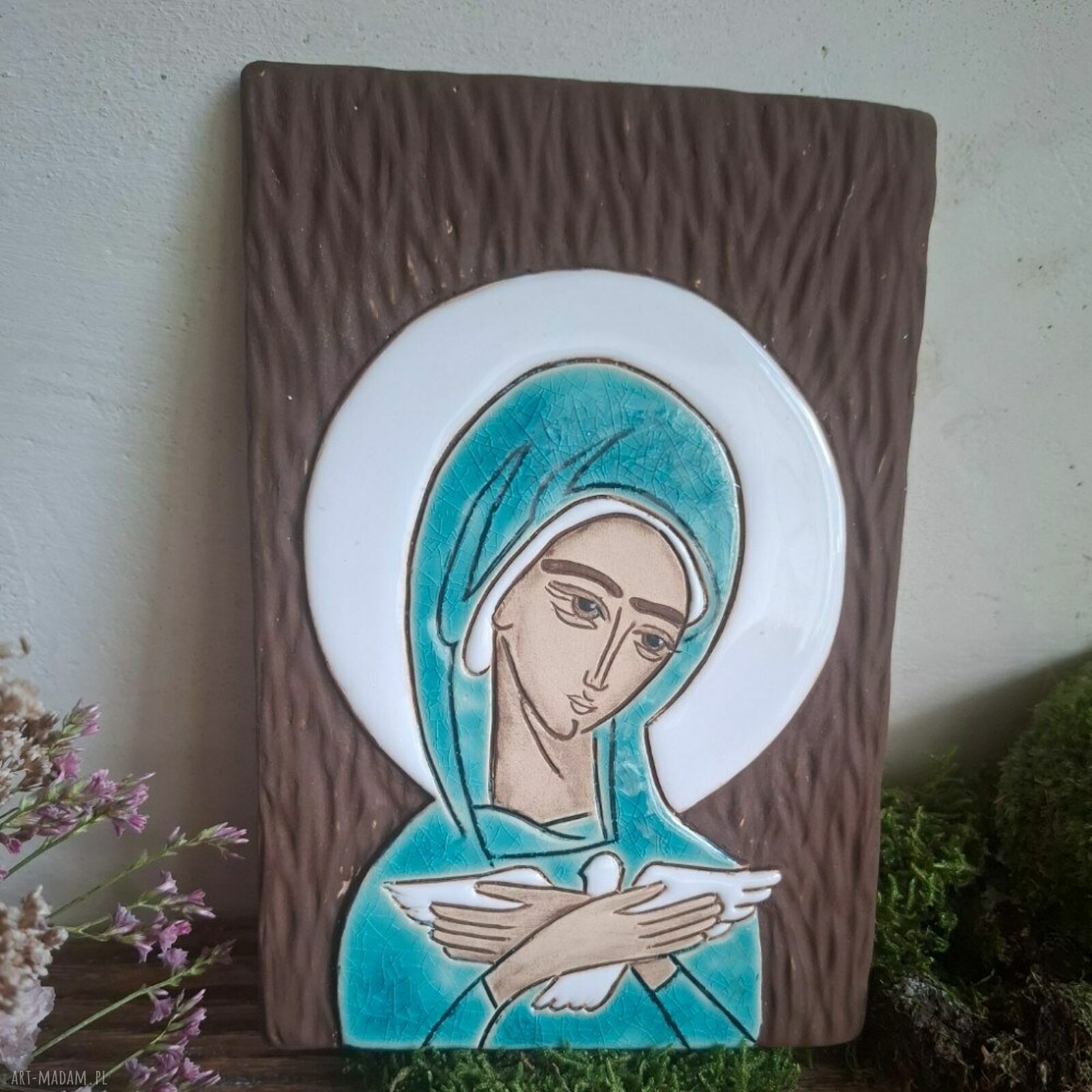 Ikona ceramiczna Pneumatofora - Matka Boża niosąca Ducha Świętego