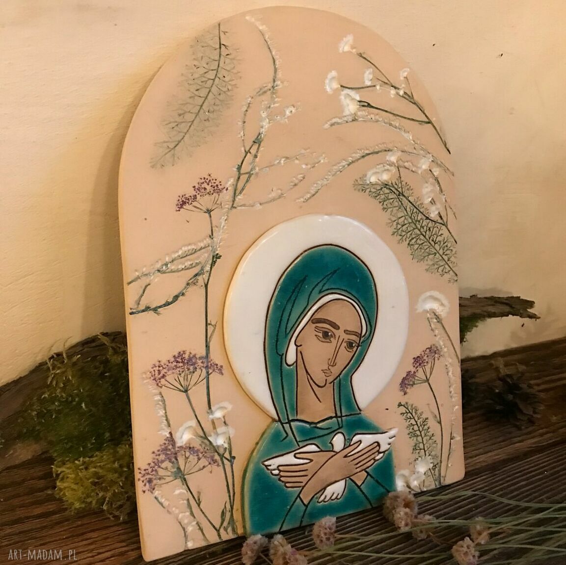 Ikona ceramiczna Pneumatofora - Matka Boża niosąca Ducha Świętego