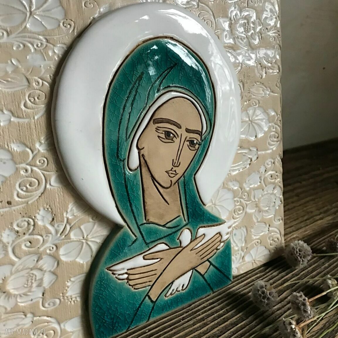 Ikona ceramiczna Pneumatofora - Matka Boża niosąca Ducha Świętego