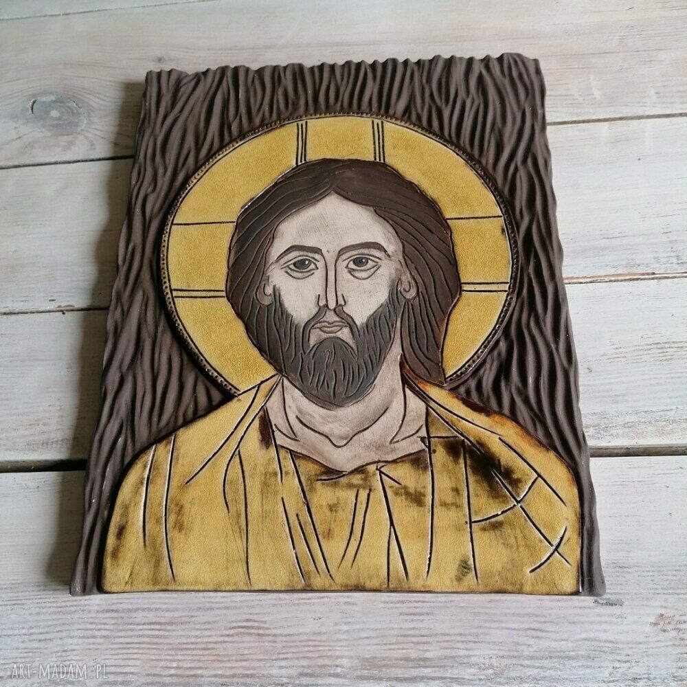 Ikona ceramiczna z wizerunkiem Chrystusa - Pantokrator