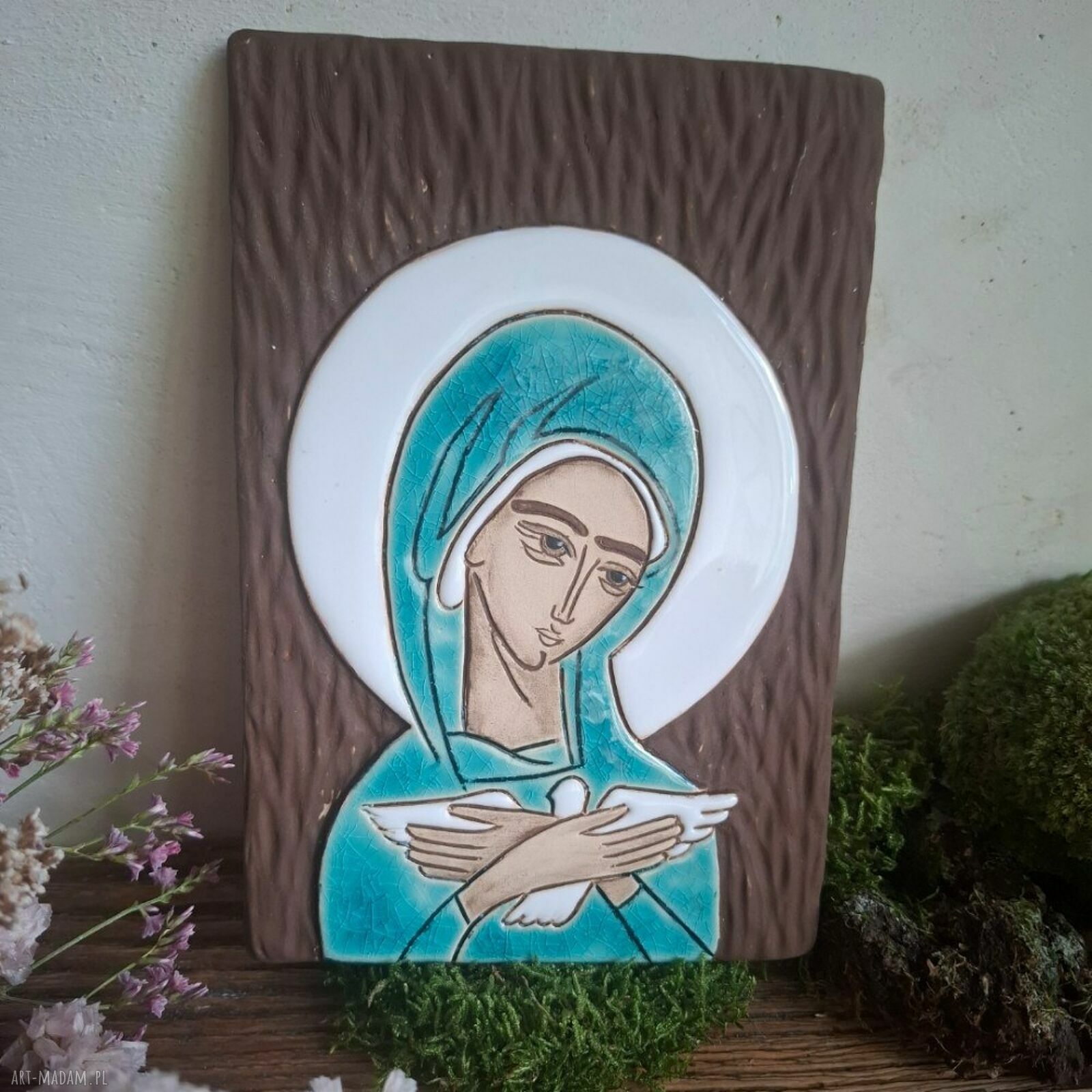 Ikona ceramiczna Pneumatofora - Matka Boża niosąca Ducha Świętego