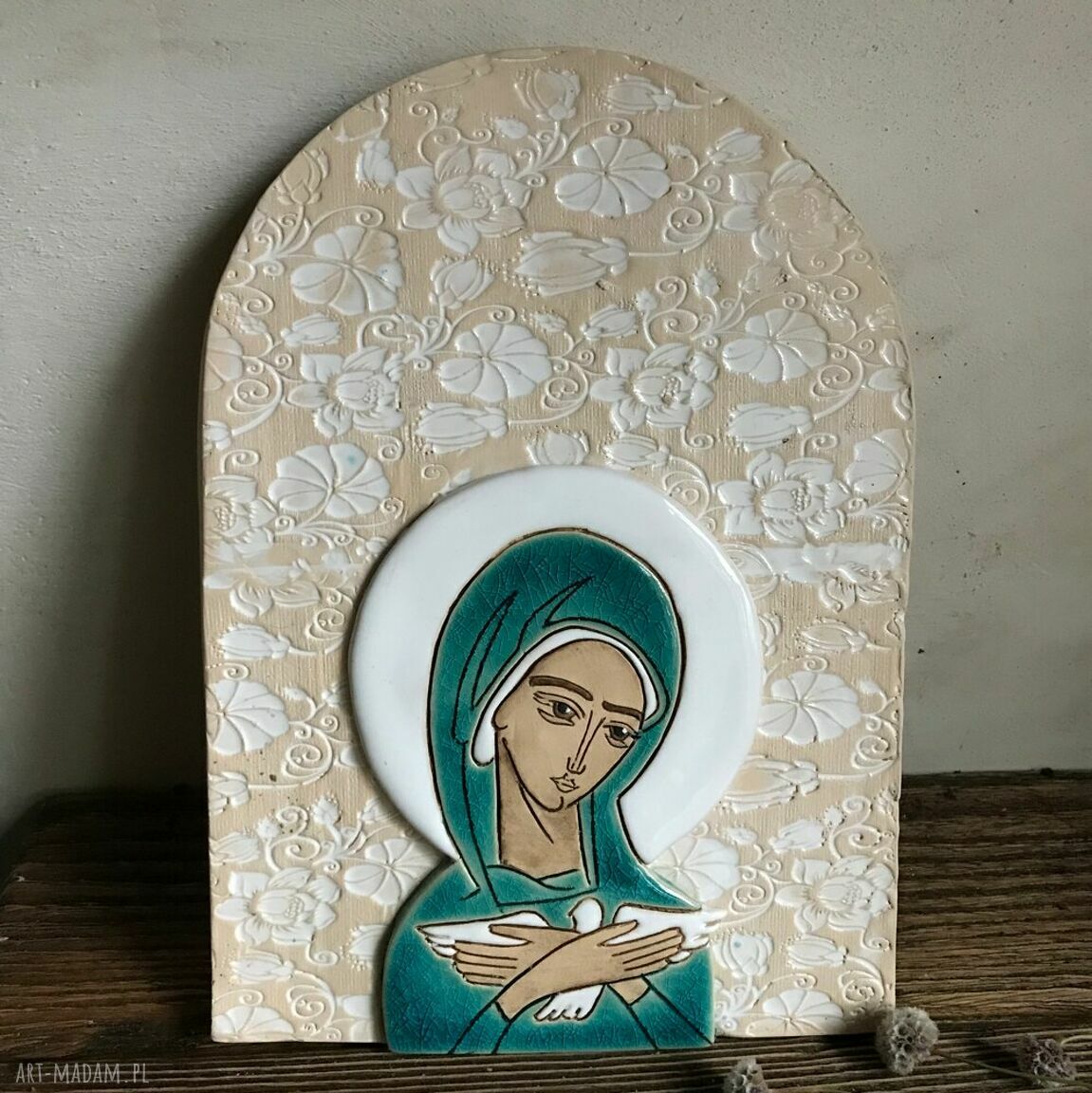 Ikona ceramiczna Pneumatofora - Matka Boża niosąca Ducha Świętego