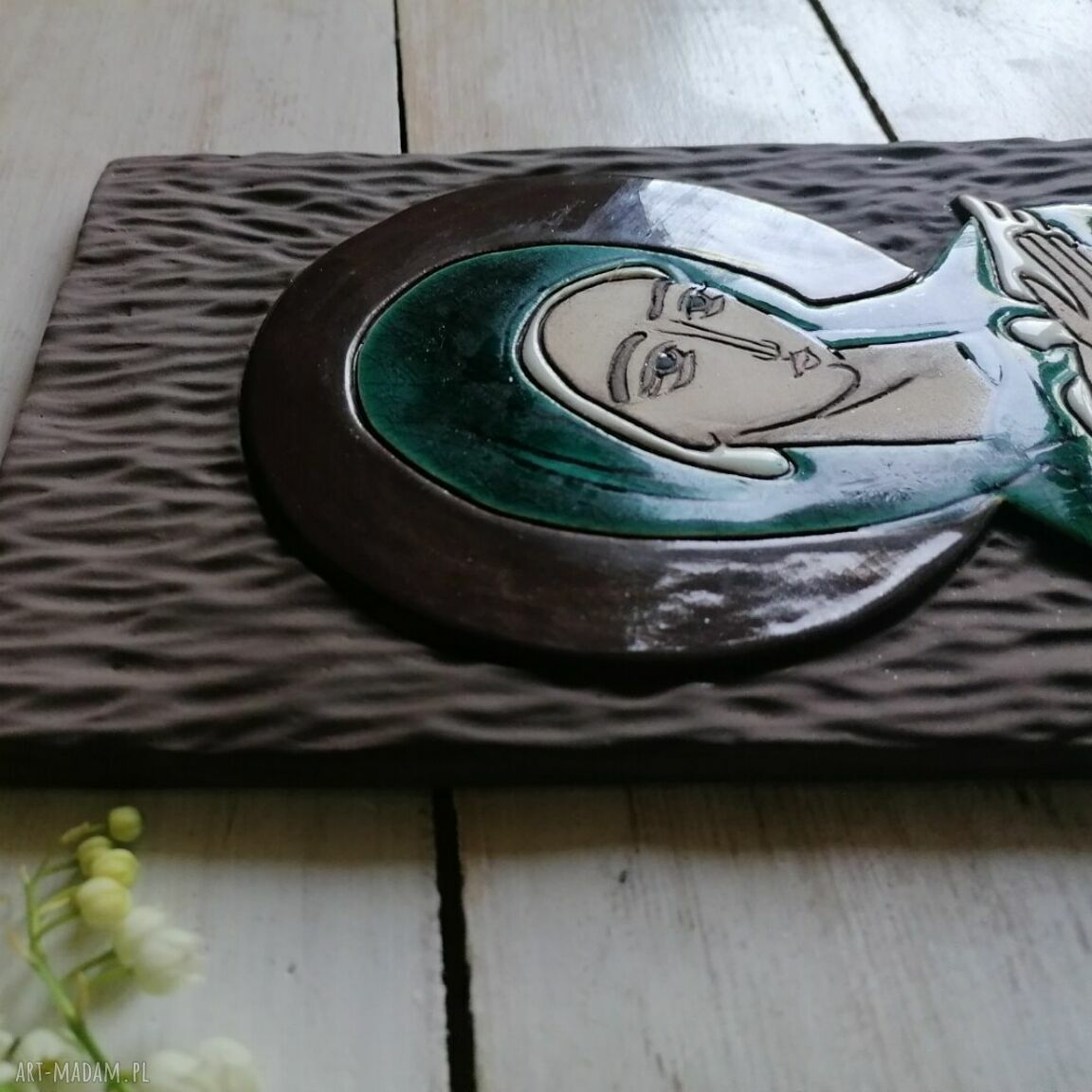 Ikona ceramiczna Maryi Pneumatofora - prezent na ślub i chrzest
