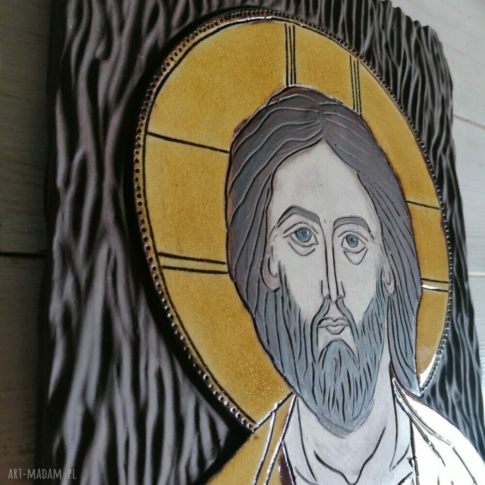 Ikona ceramiczna z wizerunkiem Chrystusa - Pantokrator
