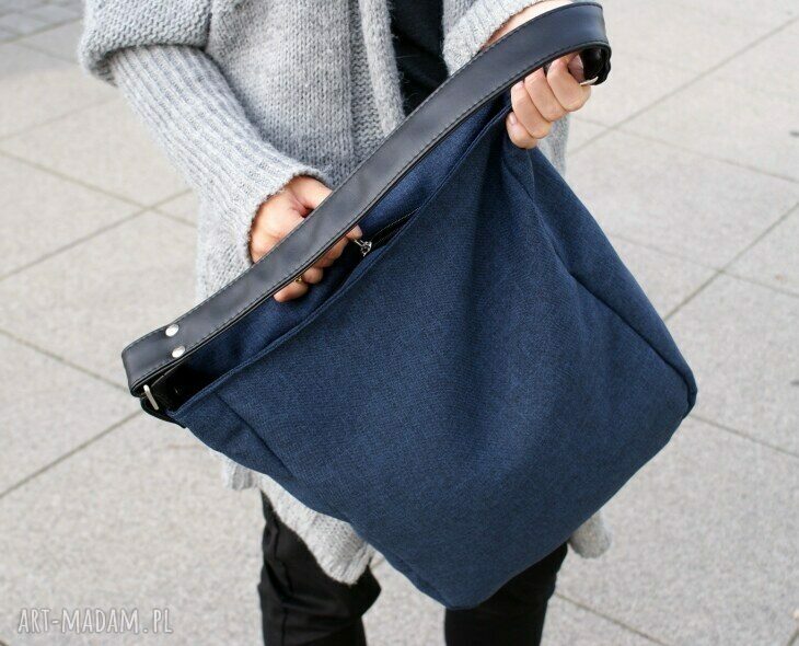 na ramię: IKS plecionka granat ręcznie robione