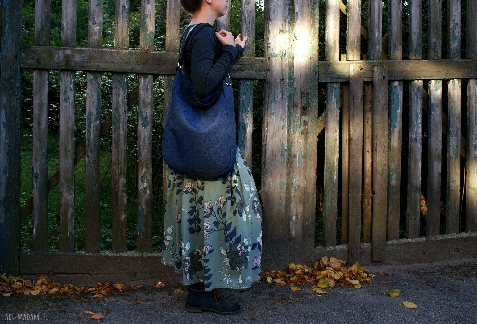 na ramię: IKS plecionka granat ręcznie robione