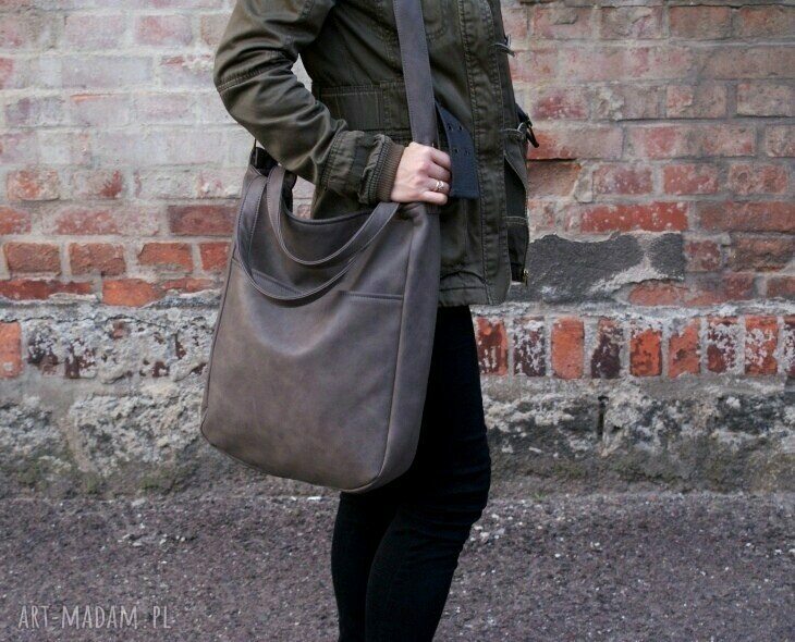 na ramię: IKS vegan pocket szary ręczne wykonanie