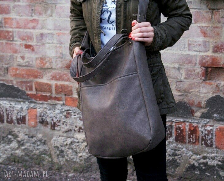 na ramię: IKS vegan pocket szary ręczne wykonanie