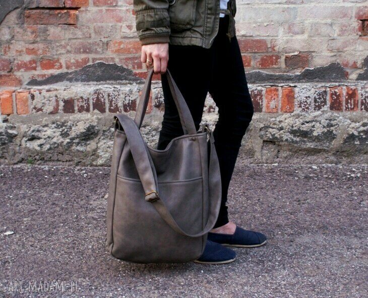 na ramię: IKS vegan pocket szary ręczne wykonanie