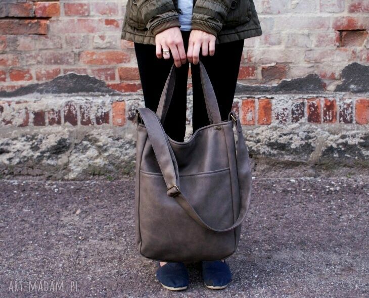 na ramię: IKS vegan pocket szary ręczne wykonanie