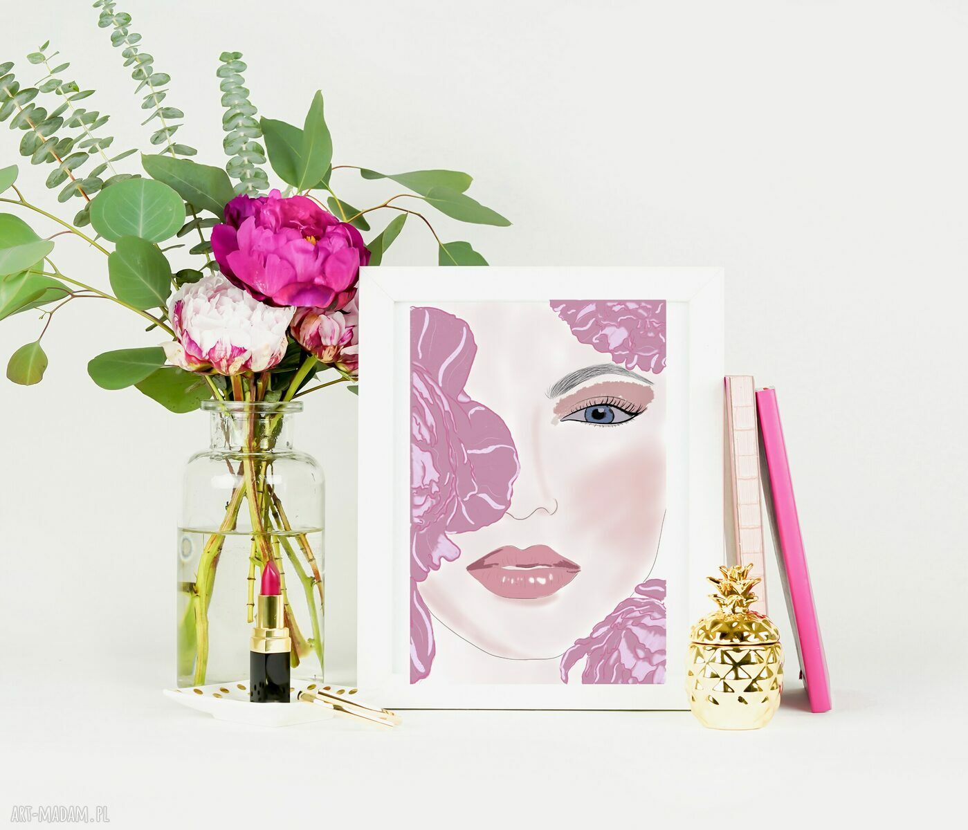 Ilustracja A4 w różu - portret na papierze Smooth 230 g