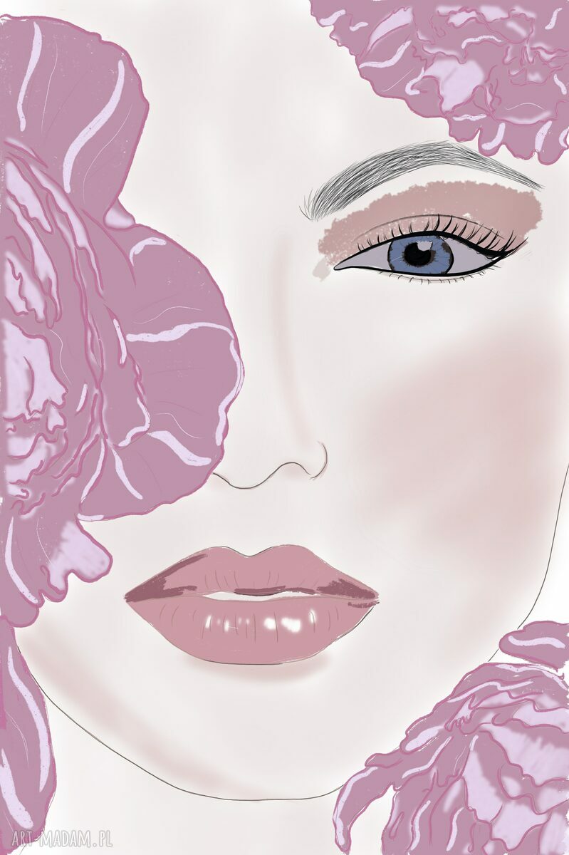 Ilustracja A4 w różu - portret na papierze Smooth 230 g