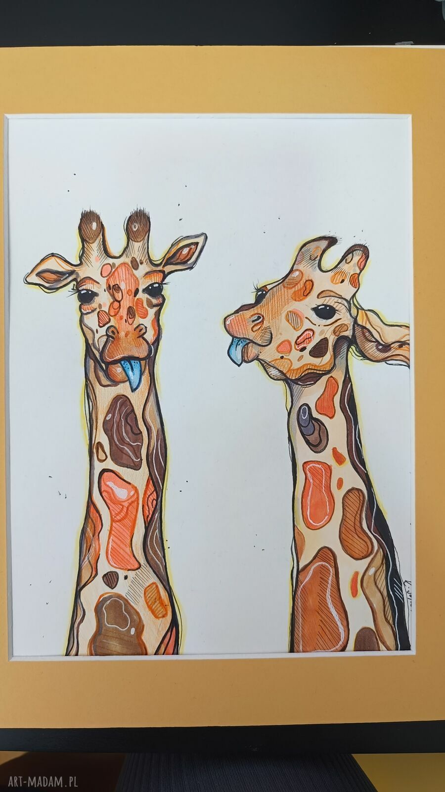 Ilustracja „Żyrafie spojrzenia” A4 - ręcznie rysowana grafika