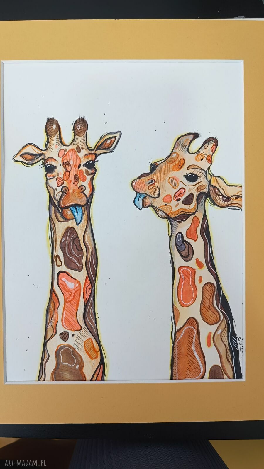 Ilustracja „Żyrafie spojrzenia” A4 - ręcznie rysowana grafika