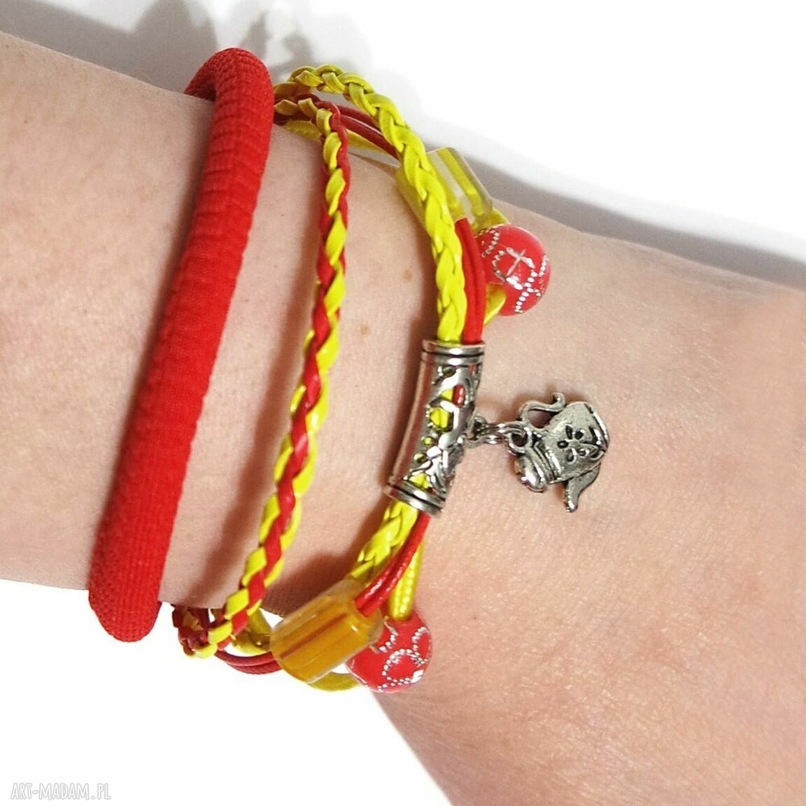 Bransoletka Yenoo - Imbryk, kwiaty - rzemienie (handmade)