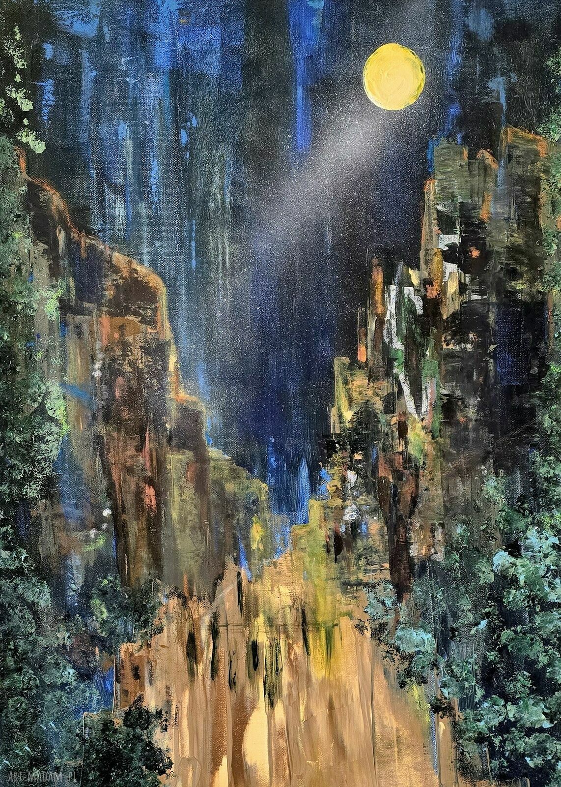 In the Moonlight Batu Caves - ręcznie malowany obraz akrylowy na płótnie