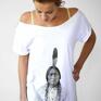 ręcznie zrobione koszulki indian koszulka oversize szeroki dekolt t shirt