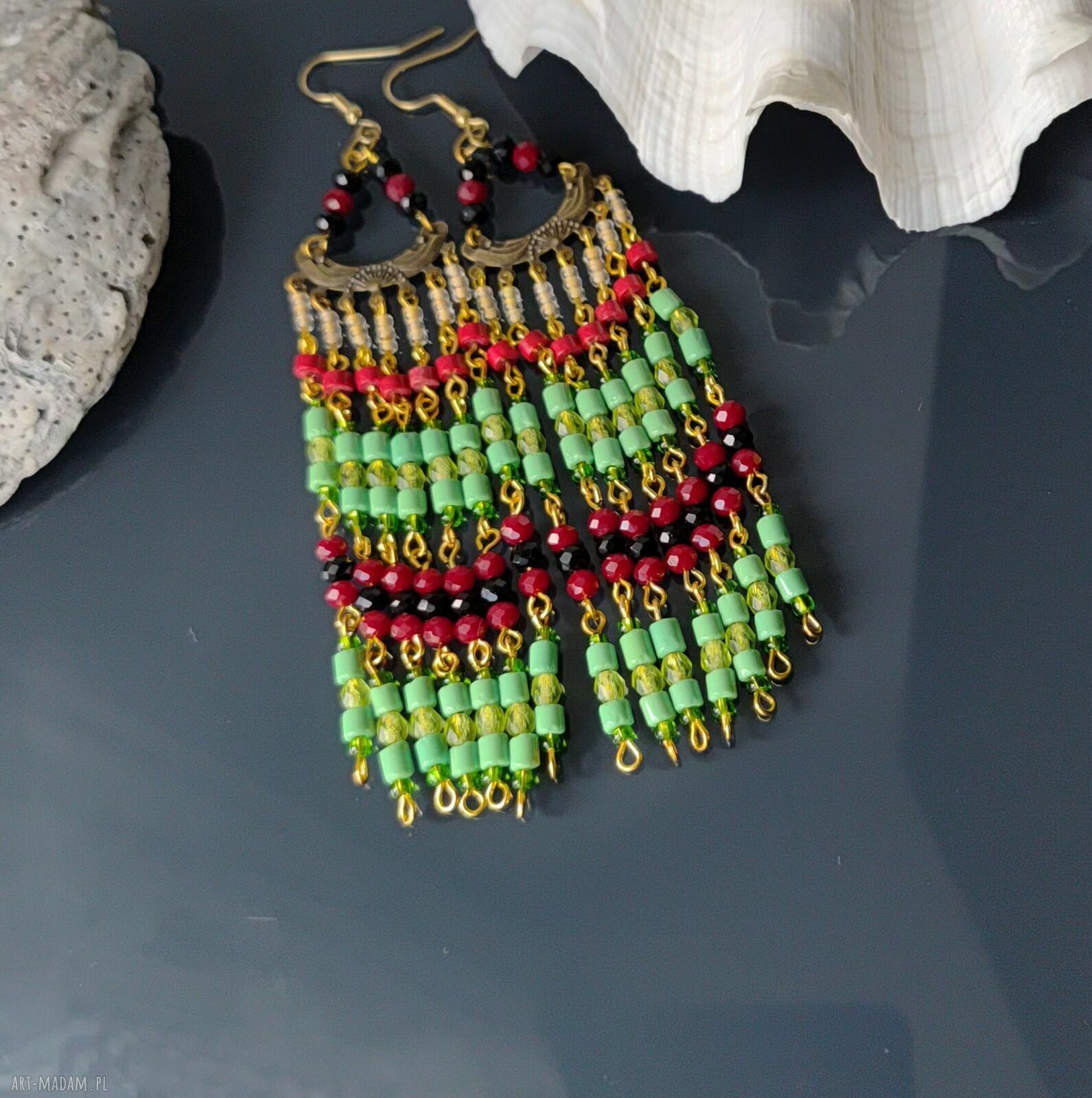 Kolczyki Indie Temple Boho - orientalne wiszące 12,5 cm