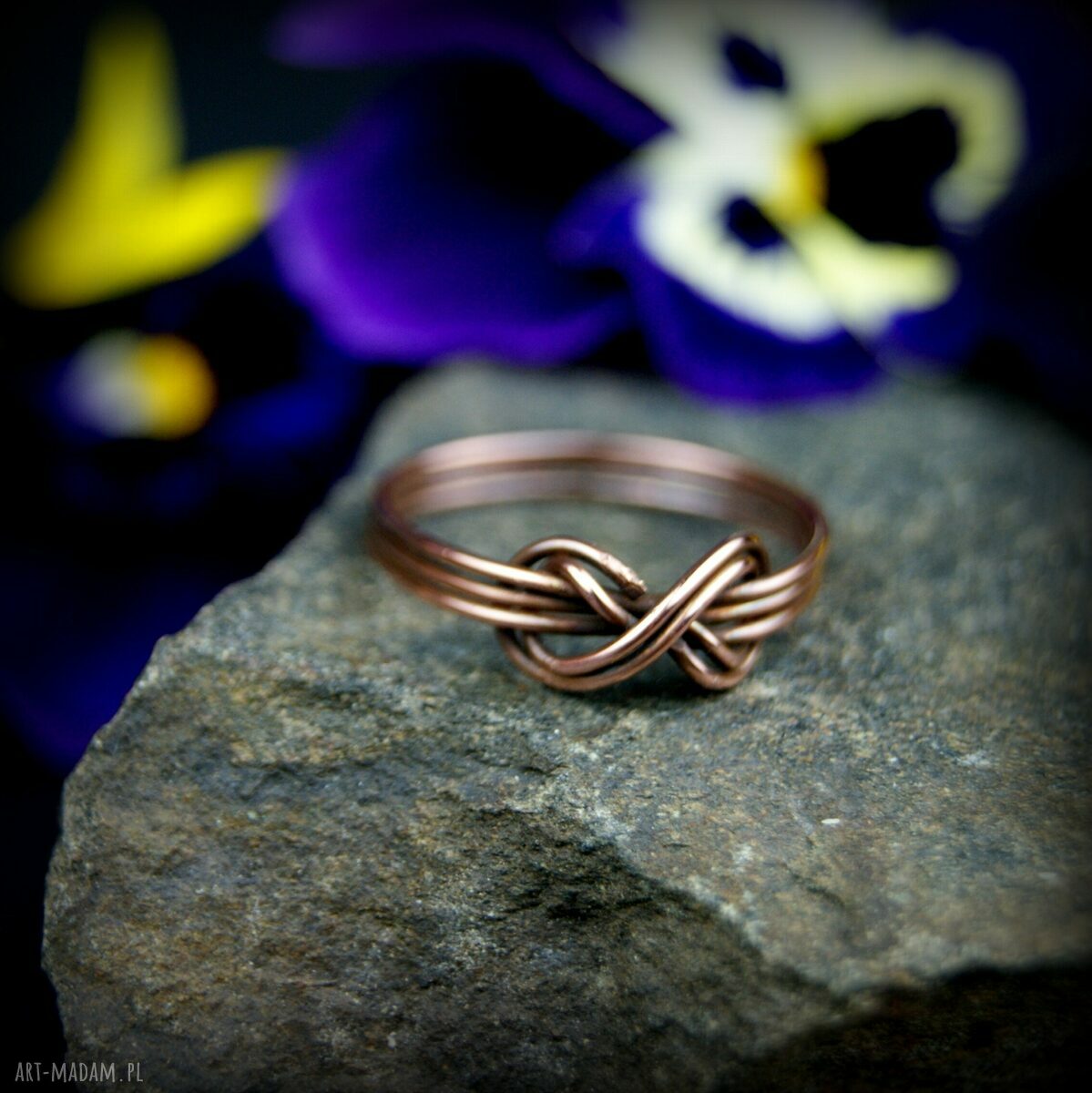 Infinity z miedzi - pierścionek wire wrapping dla niej (rozmiar 16)