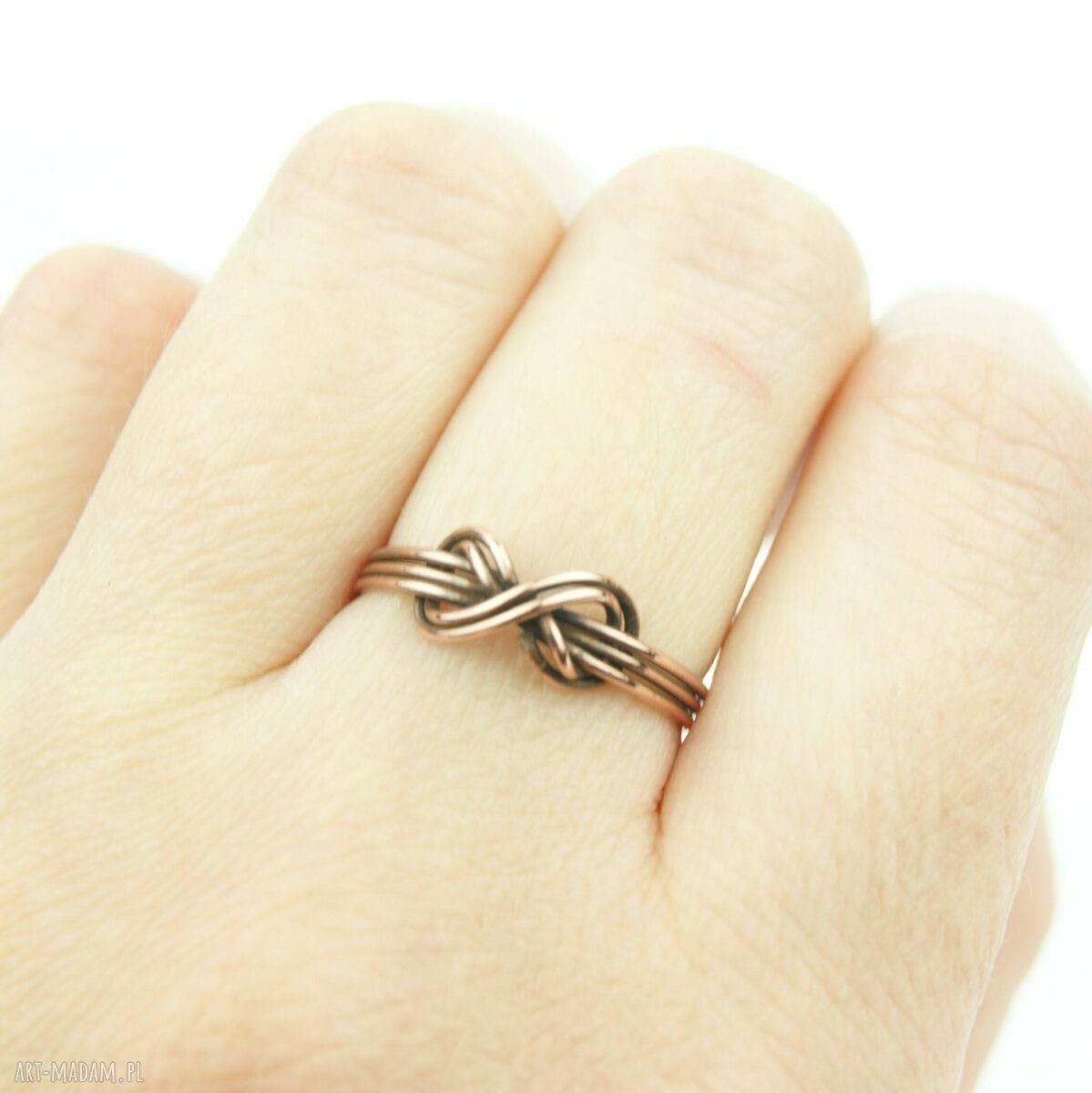 Infinity z miedzi - pierścionek wire wrapping dla niej (rozmiar 16)