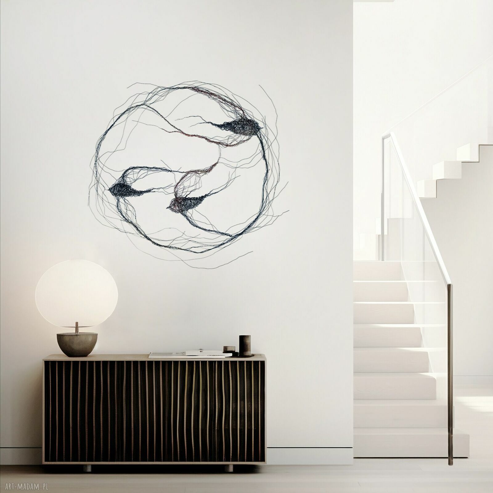 Instalacja z metalu „Ptaki w kole” - dekoracja na ścianę 70x70 cm