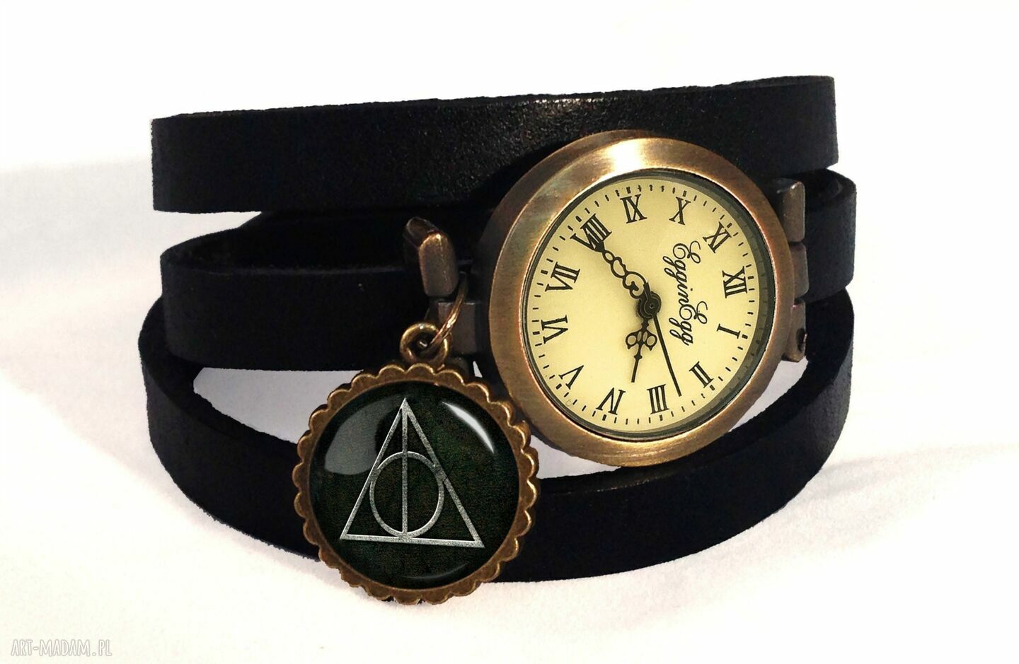 Insygnia Śmierci zegarek bransoletka skórzanym pasku