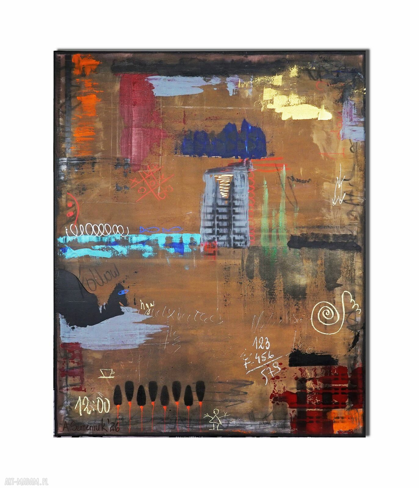Intuicyjnie 2 - abstrakcyjny obraz akrylowy 100 x 80 cm z fakturą