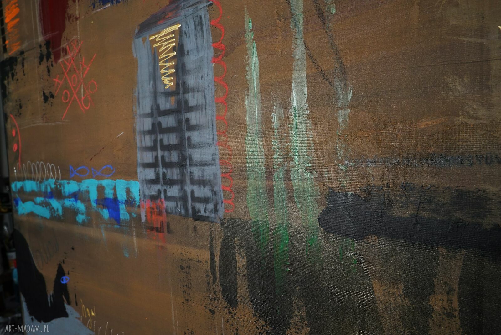 Intuicyjnie 2 - abstrakcyjny obraz akrylowy 100 x 80 cm z fakturą