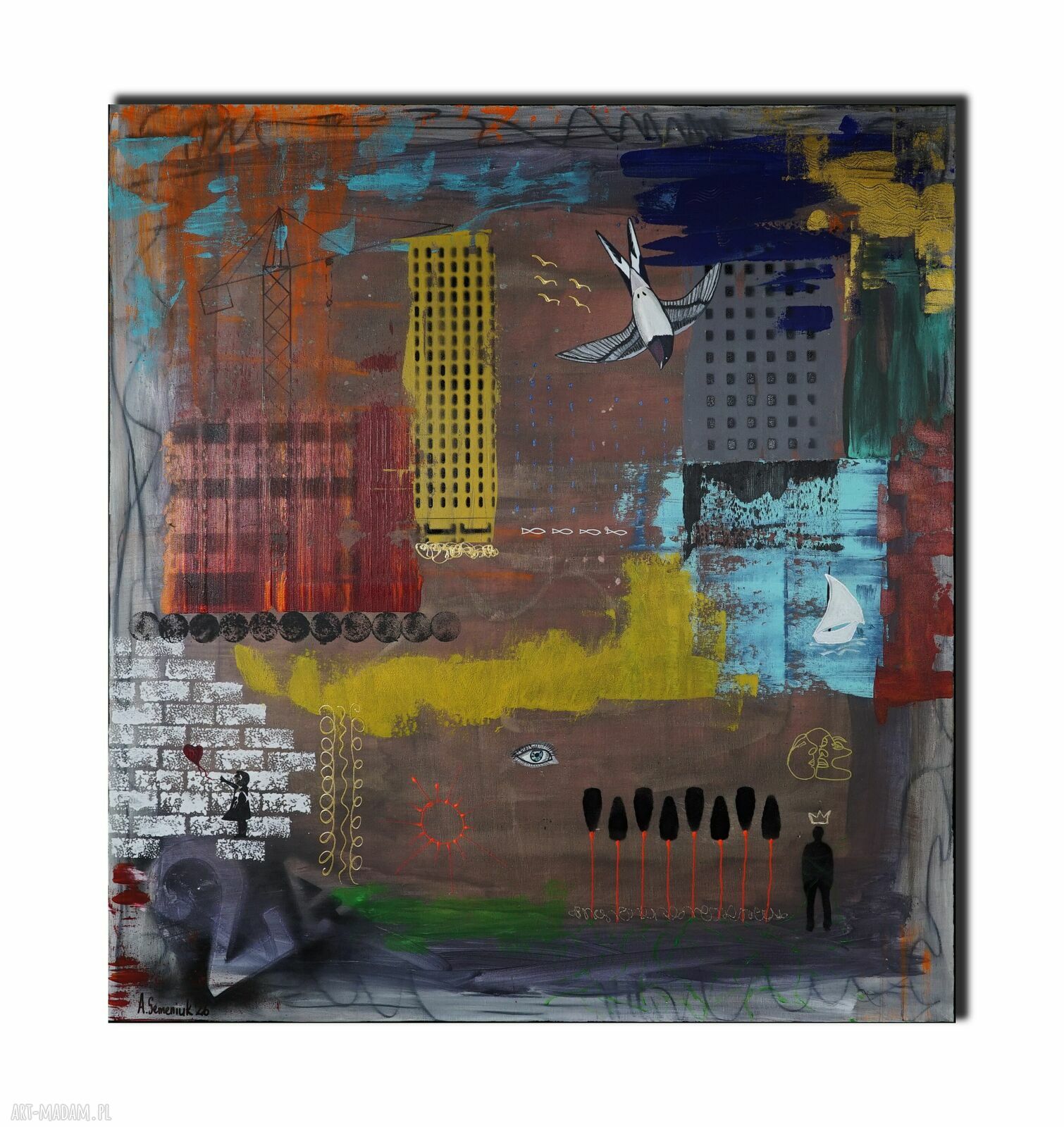 Intuicyjnie 6 - abstrakcyjny obraz na płótnie 110x100 cm