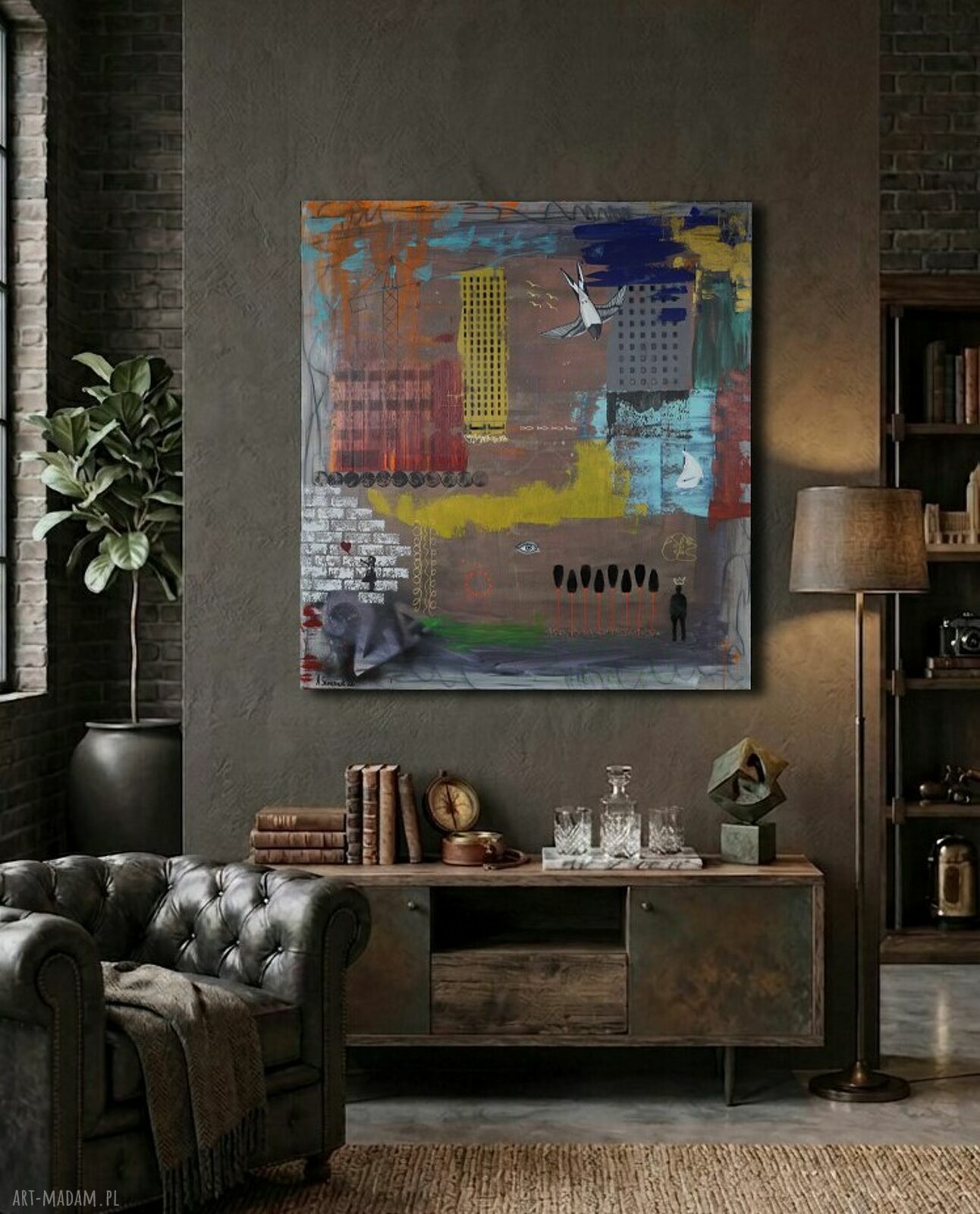 Intuicyjnie 6 - abstrakcyjny obraz na płótnie 110x100 cm