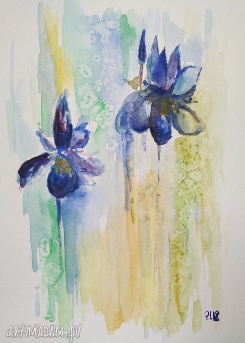Irysy - akwarela ręcznie malowana 18x24 cm
