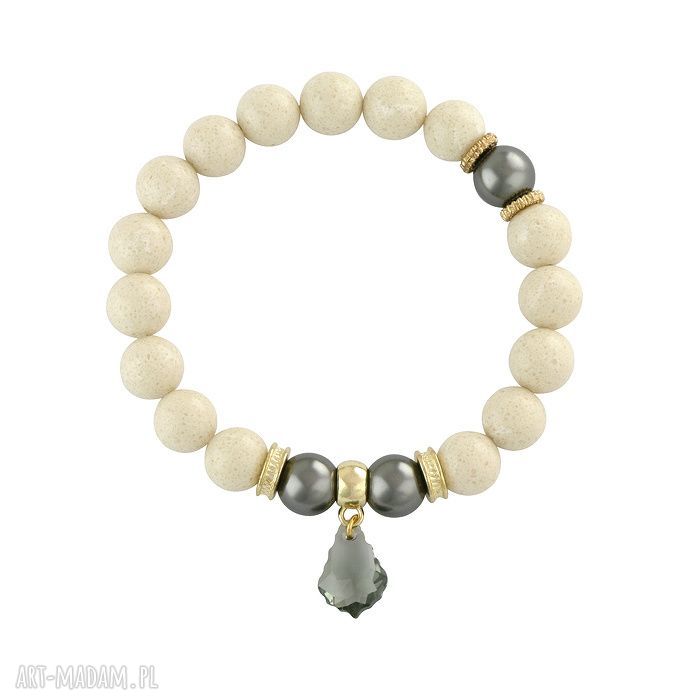 Ivory steel jadeit perła bransoletka gumce silikonowej wykonana