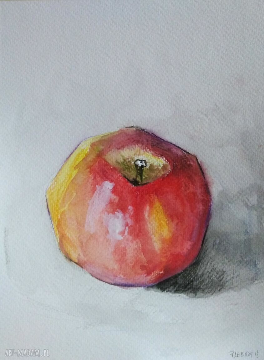 Jabłko - akwarela 18x24 cm na papierze Fabriano (farby i kredki)
