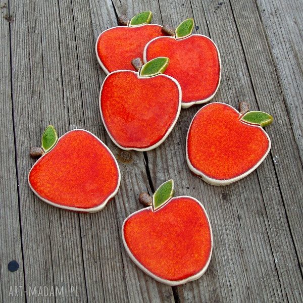 Jabłuszka - ceramiczne magnesy na lodówkę (zestaw 6 szt.)