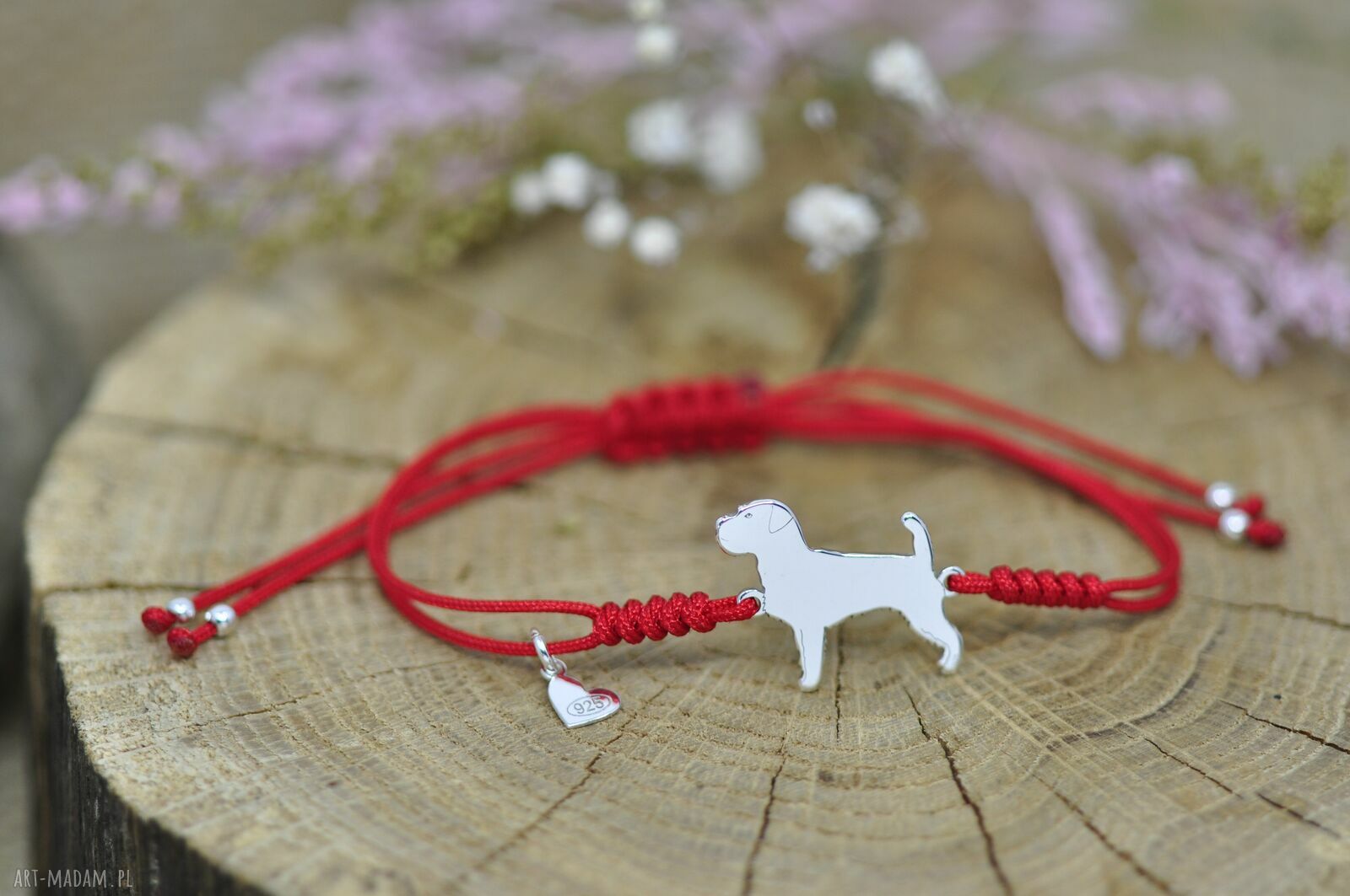 Jack Russell Terrier - bransoletka z psem ze srebra 925