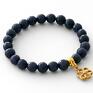 handmade bransoletki jade with pendant in navy blue