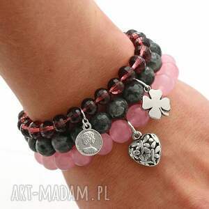 black labradorite burgundy crystal & pink jade