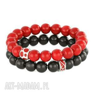 black & red jade with beads