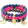 autorskie bransoletki blue navy, fuhsia & steel with gol set