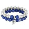 hand made bransoletki cornflower jade & silver pearl set