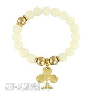 cream jade & gold pearl with club