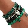 autorskie bransoletki emerald, black & silver set with pendants