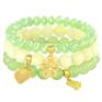 handmade bransoletki green & light yellow set with pendants