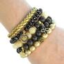 bransoletki jadeit honey, gold & black set