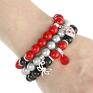 bransoletki jadeit love - red, silver & black