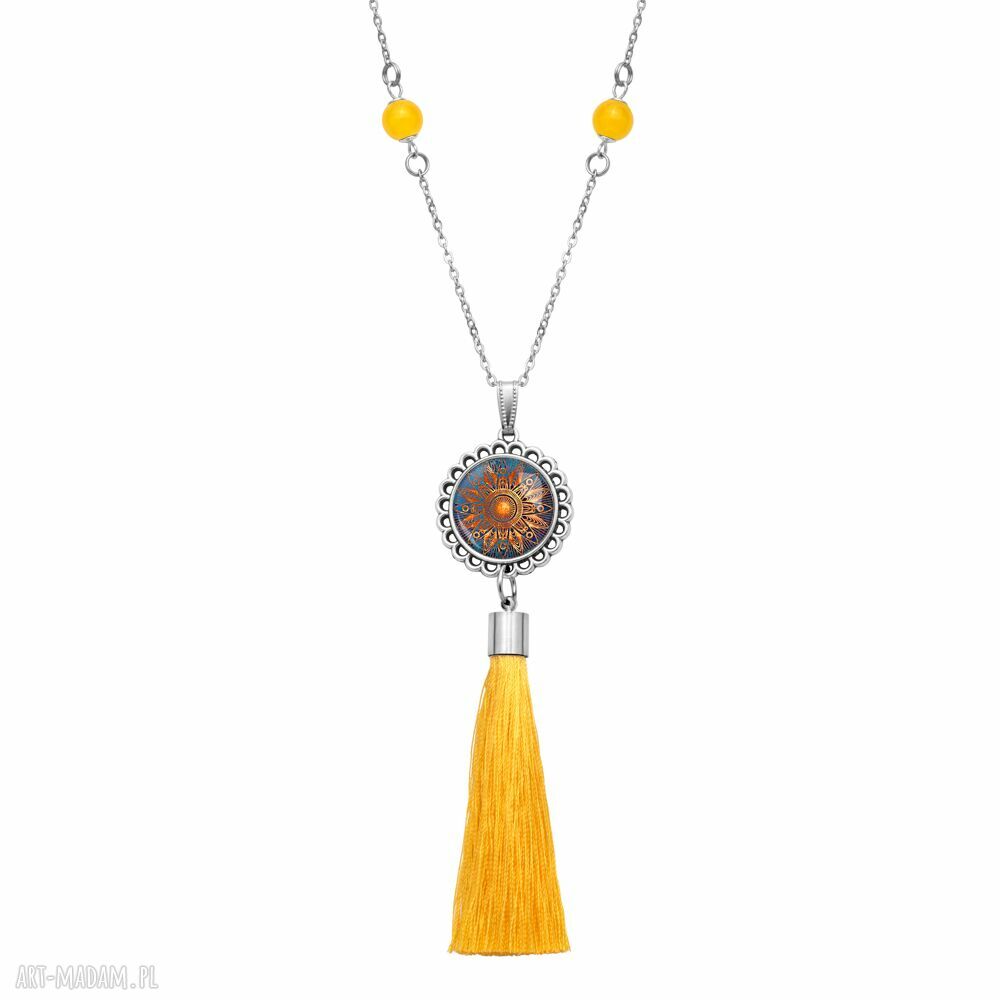 Medalion z chwostem GOLDEN SUN - słoneczko z jadeitem