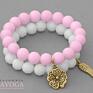 handmade bransoletki pink jade & white crystal set