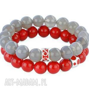 red & gray set with beads